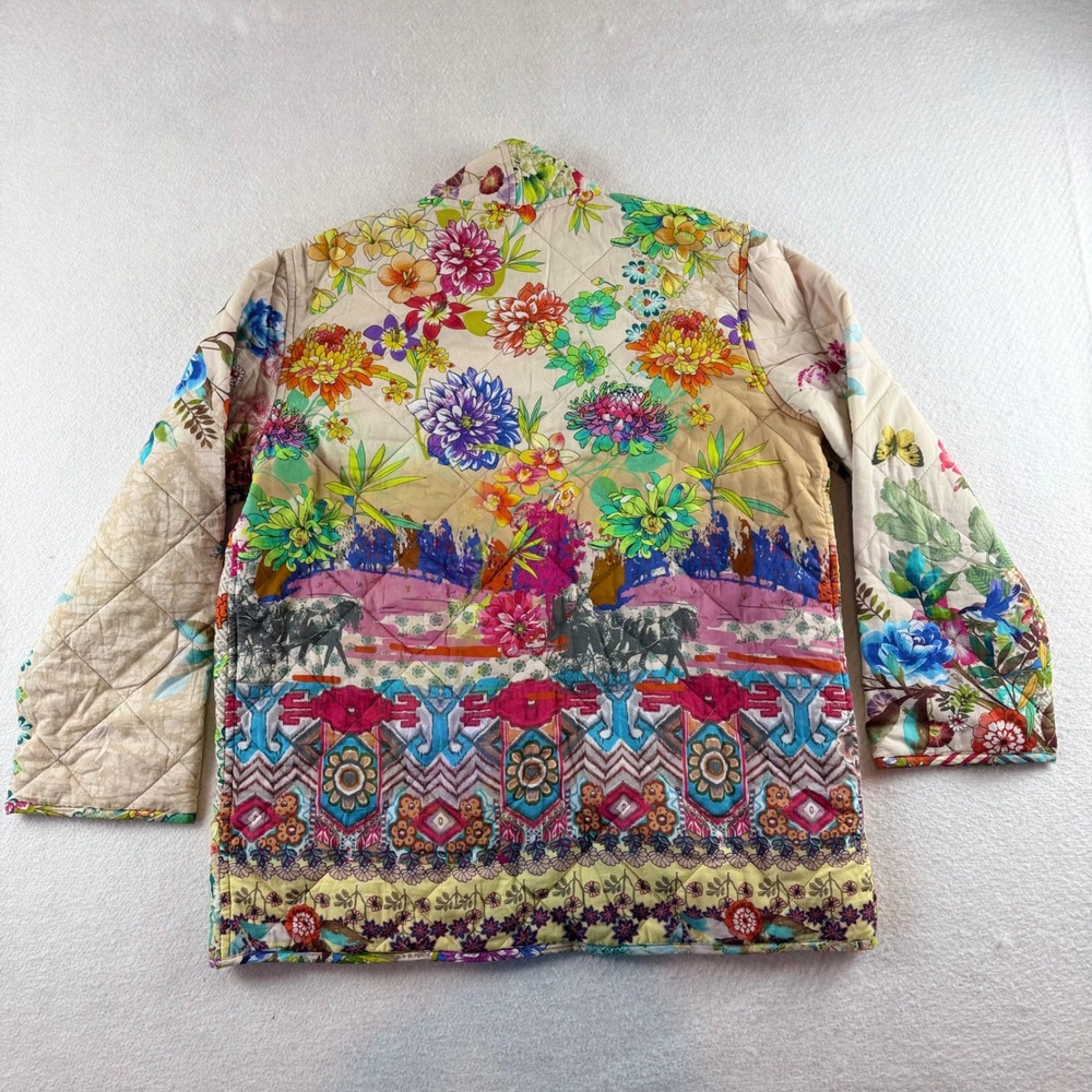 Johnny Was Dreamer Quilted Jacket Womens Multicolor Floral Patchwork Boho L - Picture 6 of 8